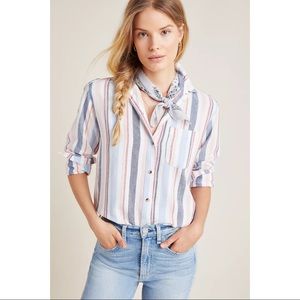 NWT Maeve Chatham Striped Button-down- Lg